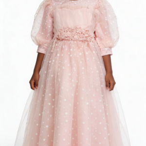 Blush Pink Polka Dot Tulle Princess Gown