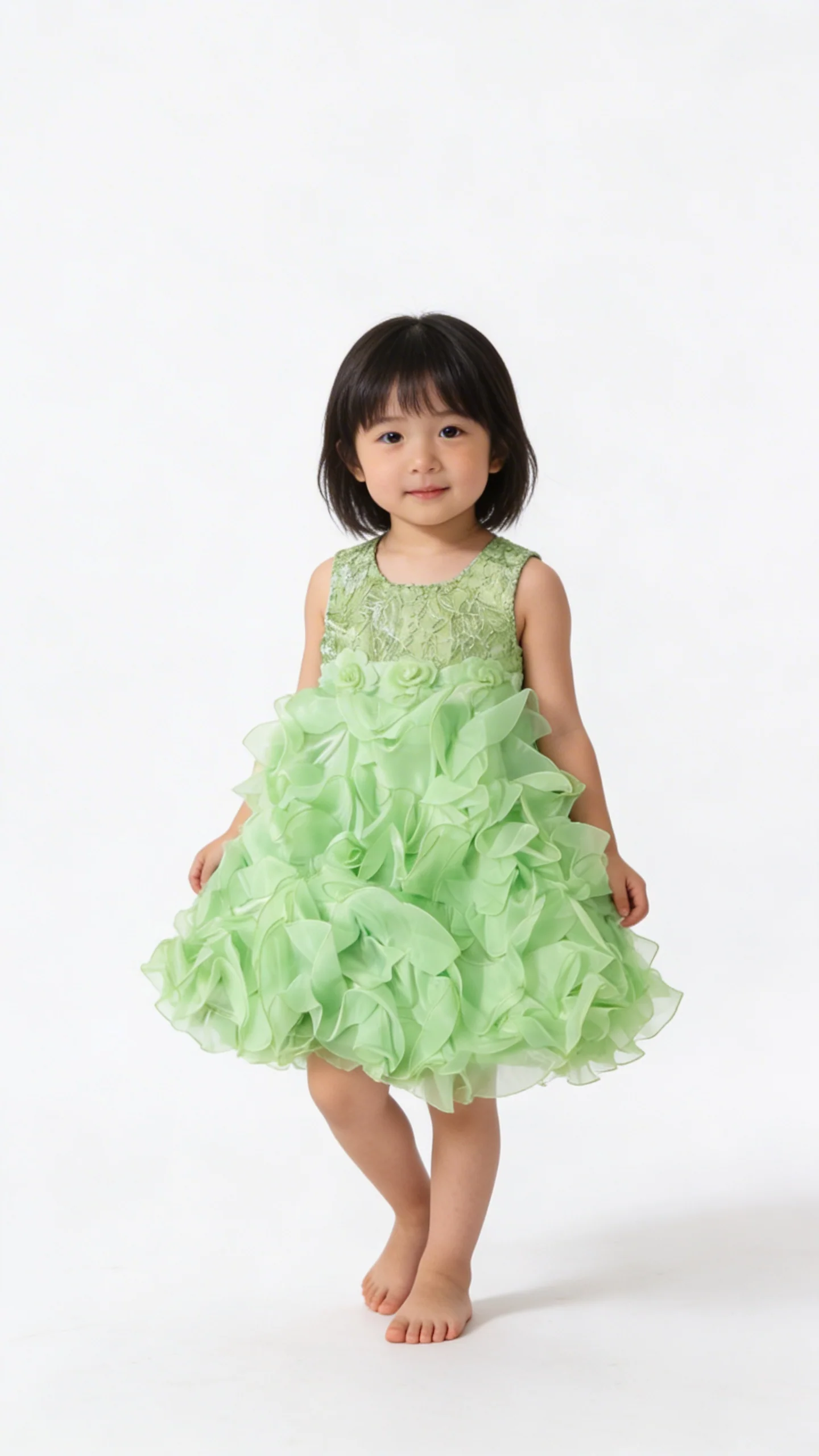 Mint Green Lace & Ruffle Bow Party Dress for Girls